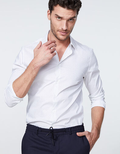 Bruinbeige SLIM overhemd minimalistische print heren - IKKS