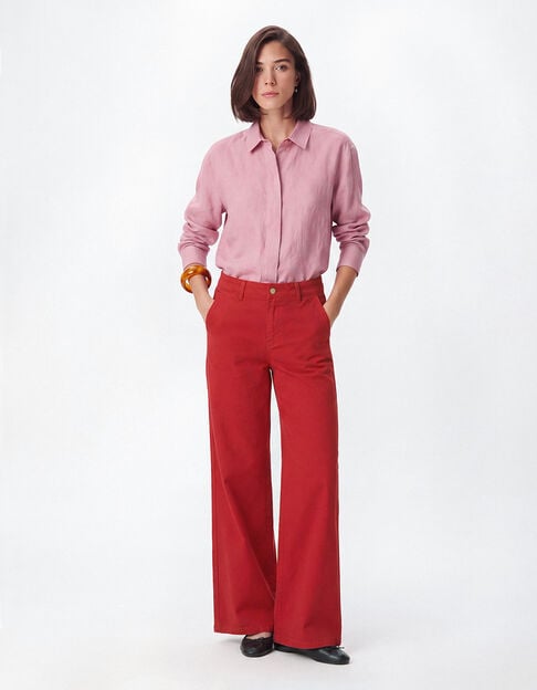 Pantalon chino rouge large Femme - IKKS