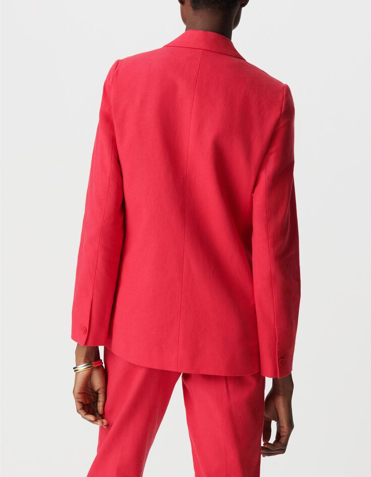 Rote Anzugjacke aus Leinen und Baumwolle, gekreuzt, Frau-3