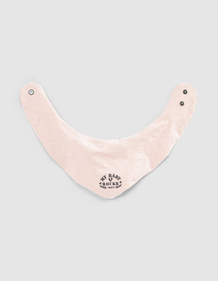 Bavoir rose pâle print rock coton bio bébé-5