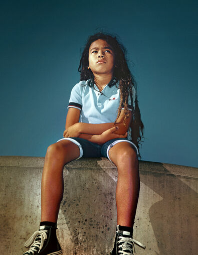 Polo azul cielo espalda bordada niño  - IKKS