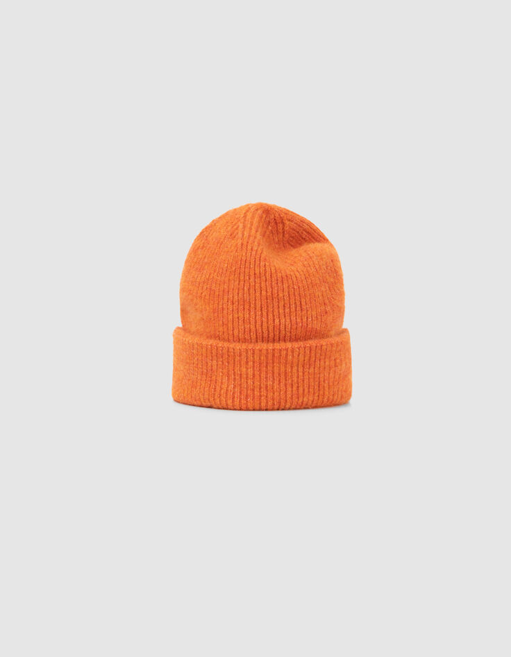 Conjunto gorro y bufanda naranja punto mujer-5