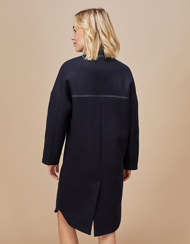 Manteau noir long détail au col I.Code-3 Manteau noir long détail au col I.Code-3
