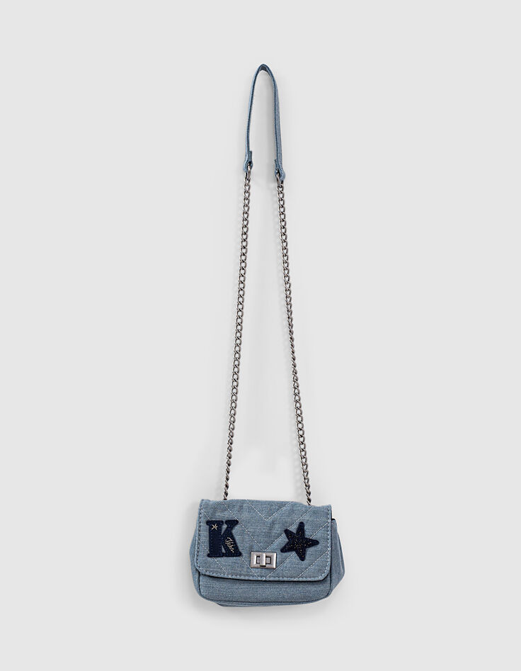 Bolso bandolera blue grey acolchado bordado niña-5