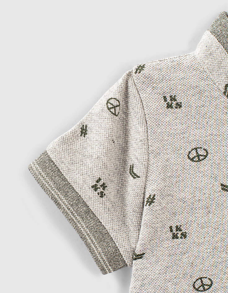 Baby boys’ medium grey marl mini motif polo shirt -5