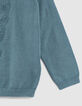 Boys’ blue knit sweater with embossed skull and hood-5