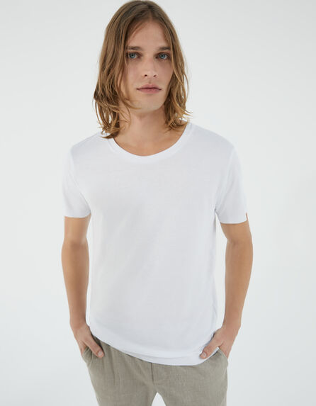 Men’s white cotton modal T-shirt