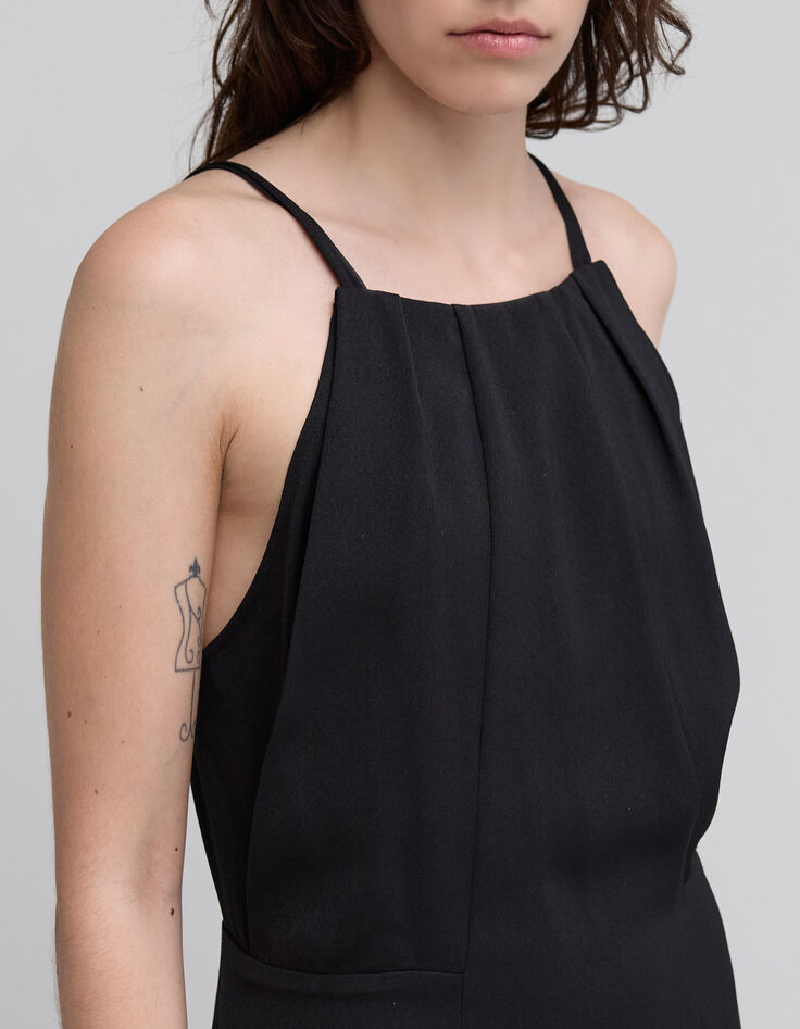 Robe longue noire recycl&eacute;e Femme-4