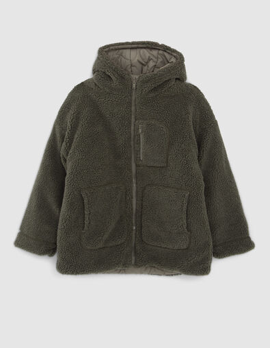 Manteau r&eacute;versible kaki Sherpa ou matelass&eacute; fille - IKKS