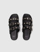 Mules noires triple bride western rock Femme-5