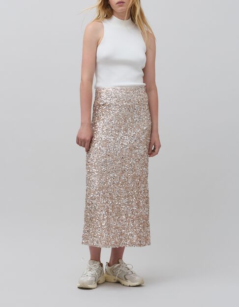 Jupe champagne brodée sequins Femme - IKKS