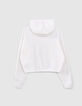 Cremewei&szlig;er M&auml;dchen-Kapuzen-Strickpulli mit Pr&auml;gemotiv -2
