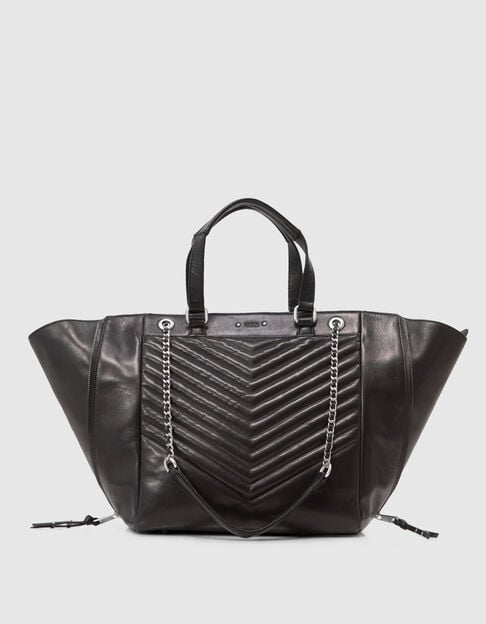 Tas 1440 zwart leer Grote maat dames - IKKS