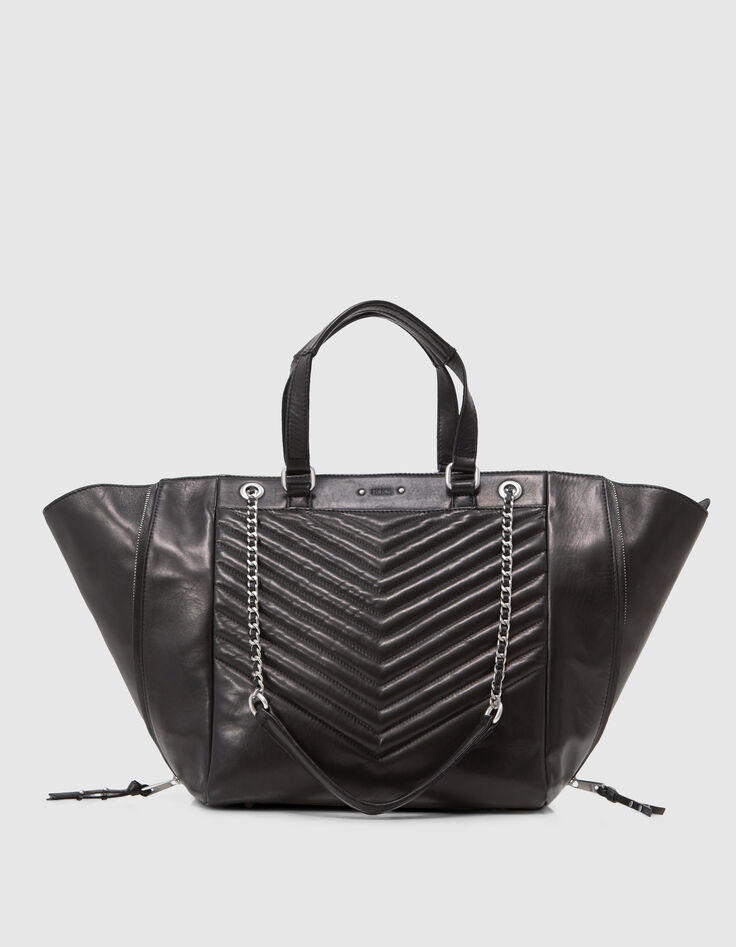 Bolso tote 1440 cuero negro grande para Mujer-1