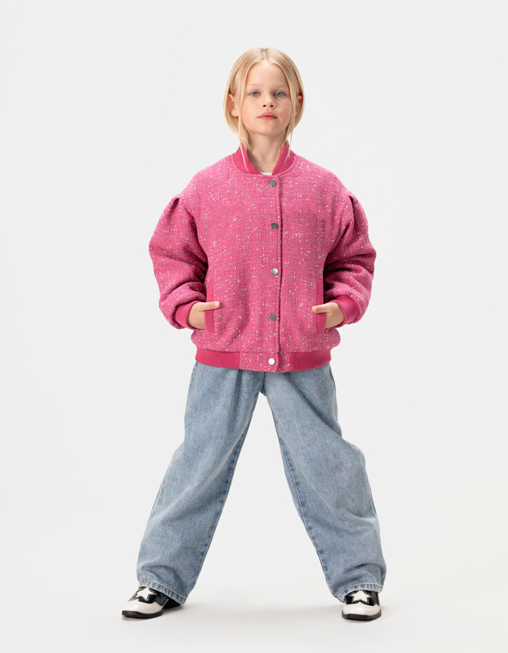 Cazadora rosa tweed niña-1 Cazadora rosa tweed niña-1