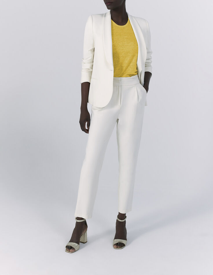 Women’s yellow tone-on-tone foil soft linen vest top-6