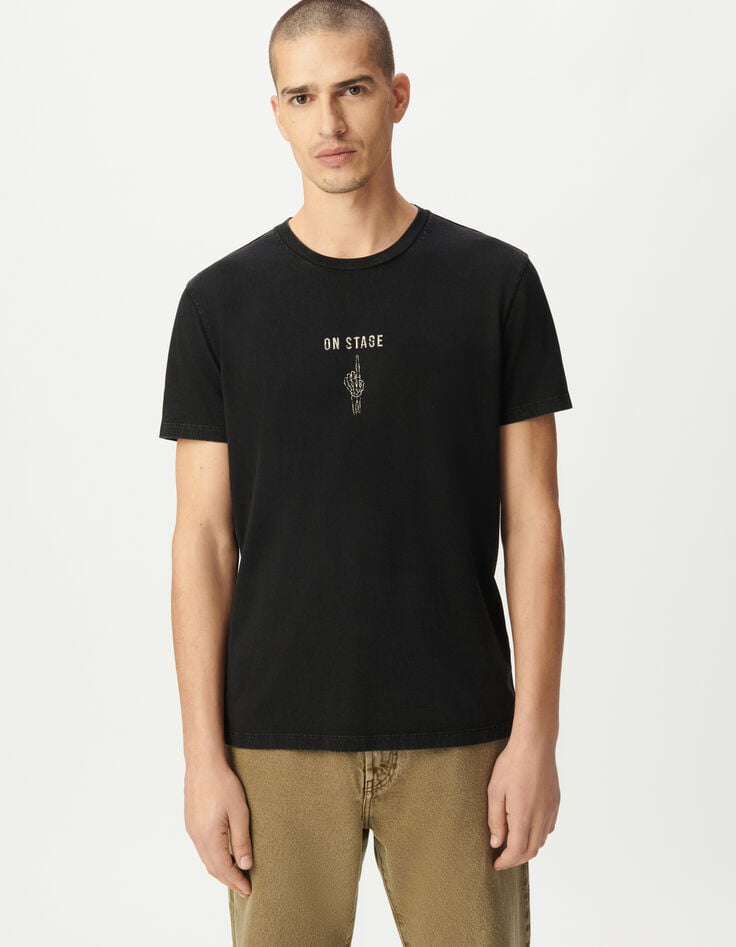 Camiseta manga corta negra mano hombre-2 Camiseta manga corta negra mano hombre-2