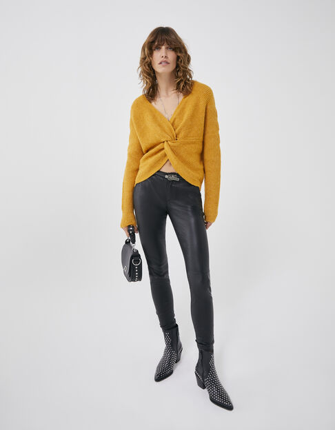 Women’s yellow reversible knit sweater women