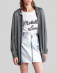 Mittellange Damen-Strickjacke silberfarbenes Lurex-1