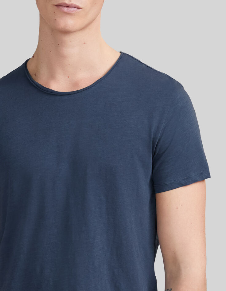 Men’s petrol organic cotton Essential round-neck T-shirt-3