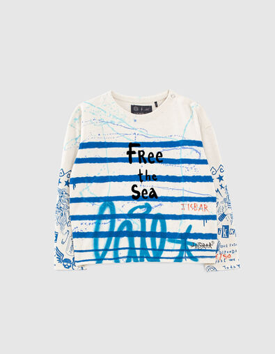IKKS x JISBAR ecru striped sailor T-shirt - IKKS