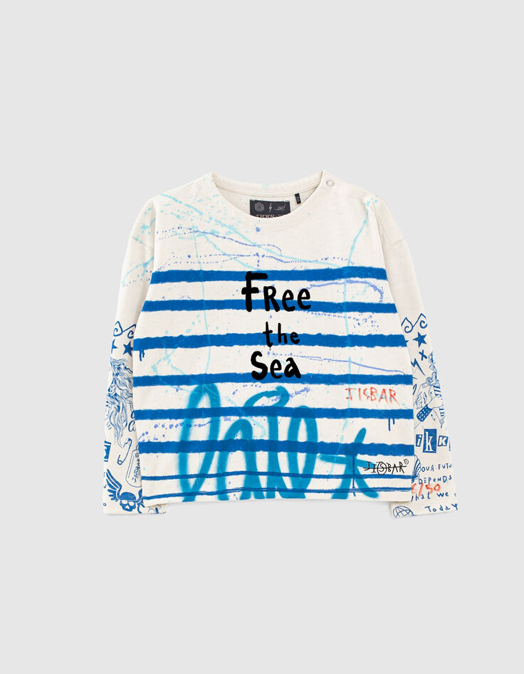 IKKS x JISBAR ecru striped sailor T-shirt-1