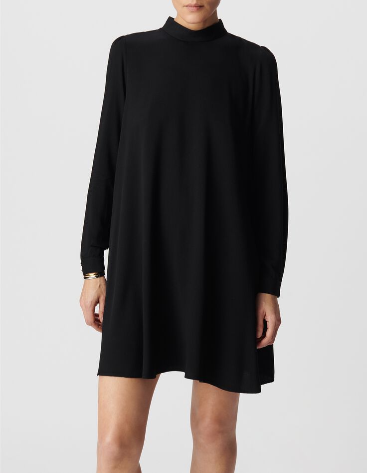 Robe housse noire col montant Femme-3