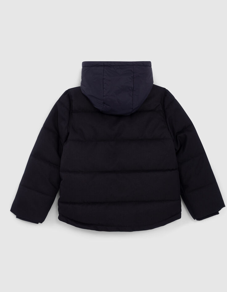 Doudoune navy bi matière fourrée à capuche nylon garçon-3