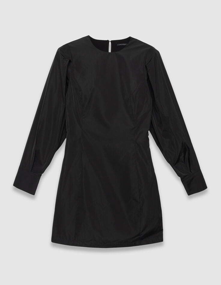 Robe courte noire taffetas satin&eacute; Femme-5