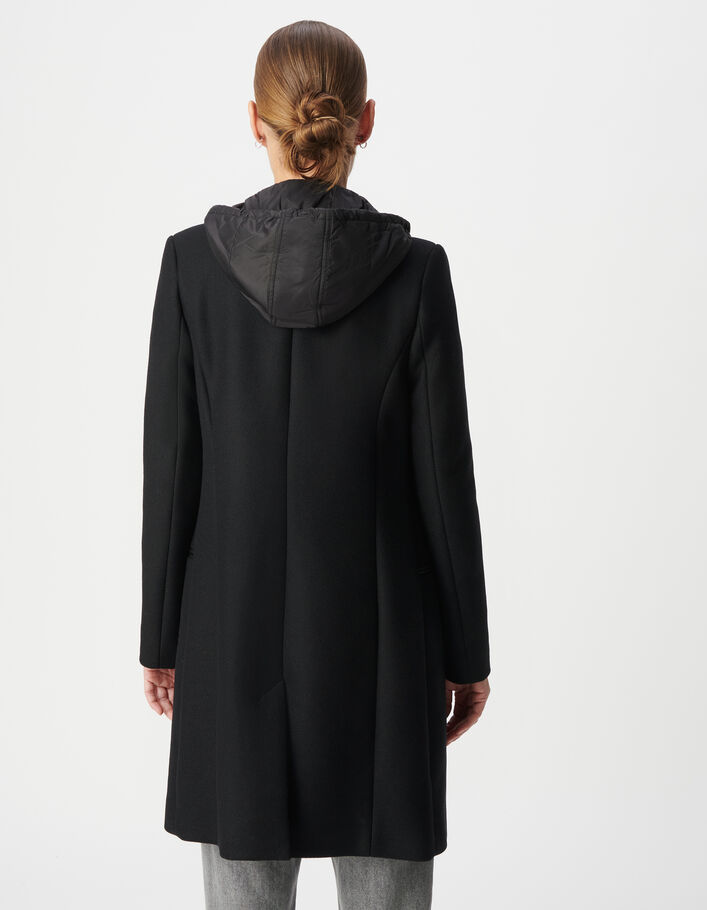 Manteau drap de laine à capuche femme IKKS