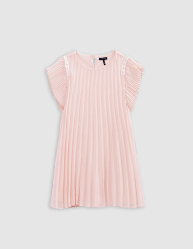 Vestido rosa plisado tachuelas ni&ntilde;a - IKKS