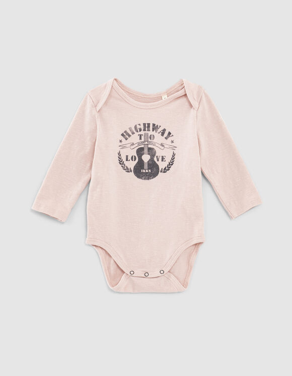 Baby’s light pink guitar graphic organic cotton bodysuit