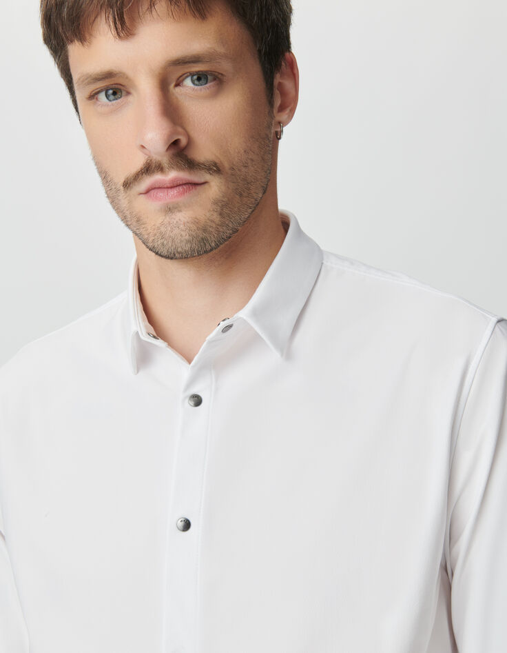Camisa regular blanca punto Easy Care hombre-4