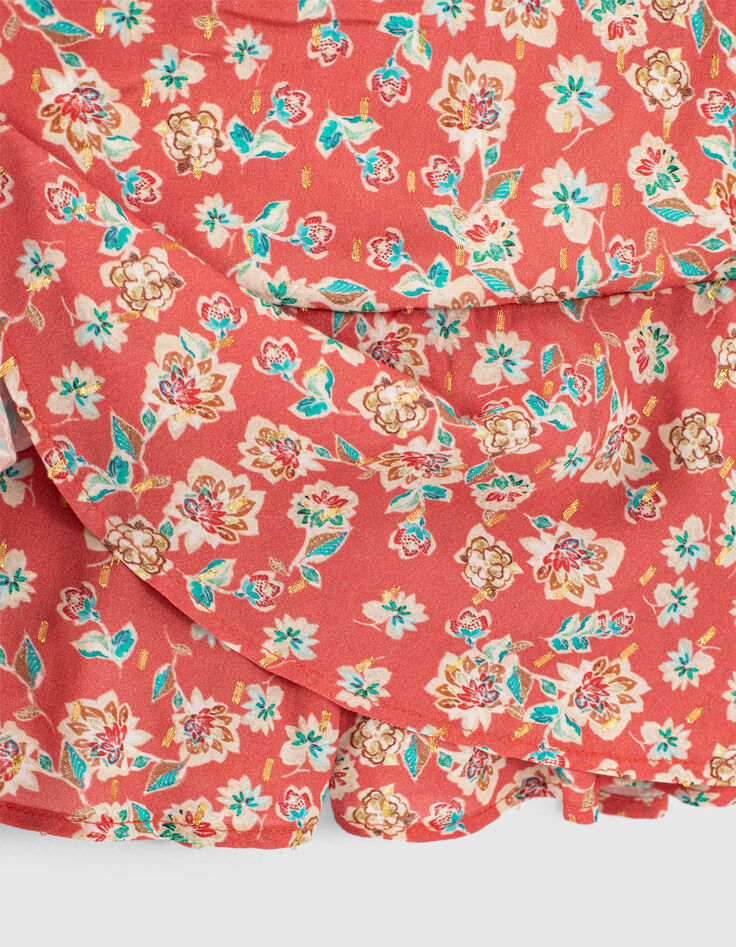 Jupe-short corail à imprimé fleurs fille-6