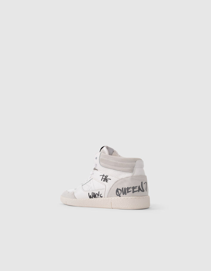 Sneakers blanches en cuir avec sérigraphie côté Femme - IKKS