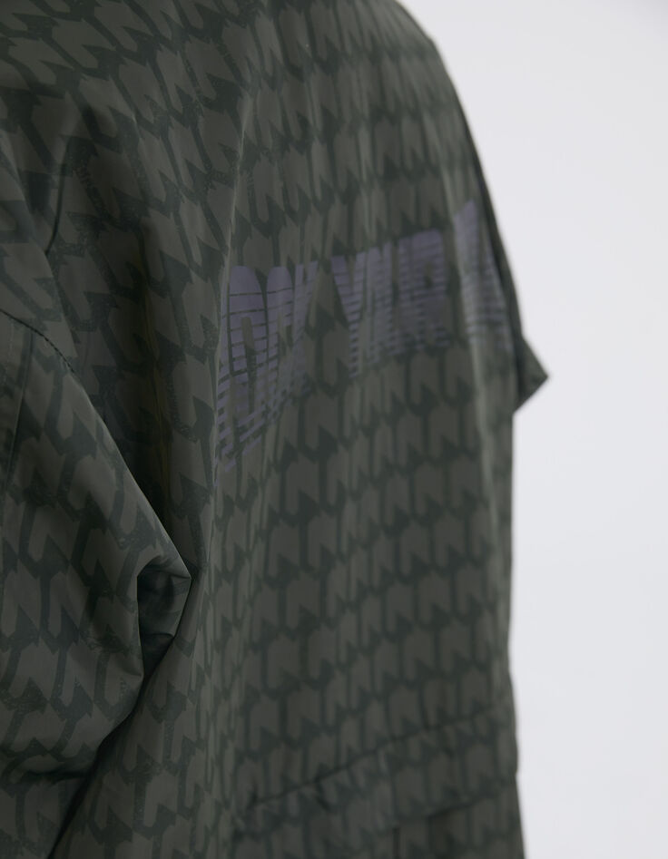 Parka longue kaki nylon à motif graphique army Femme-4