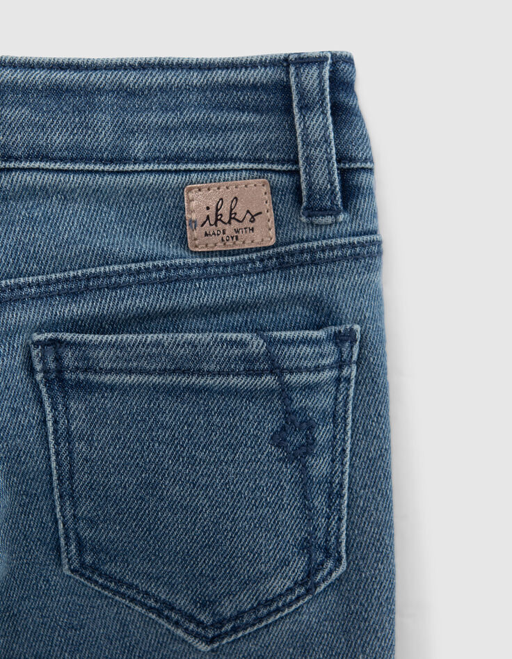 Girls' blue waterless flared jeans with patch pockets-7