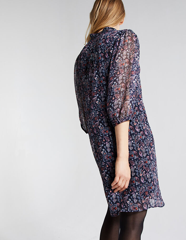 Metallic paisley-print voile straight dress-4