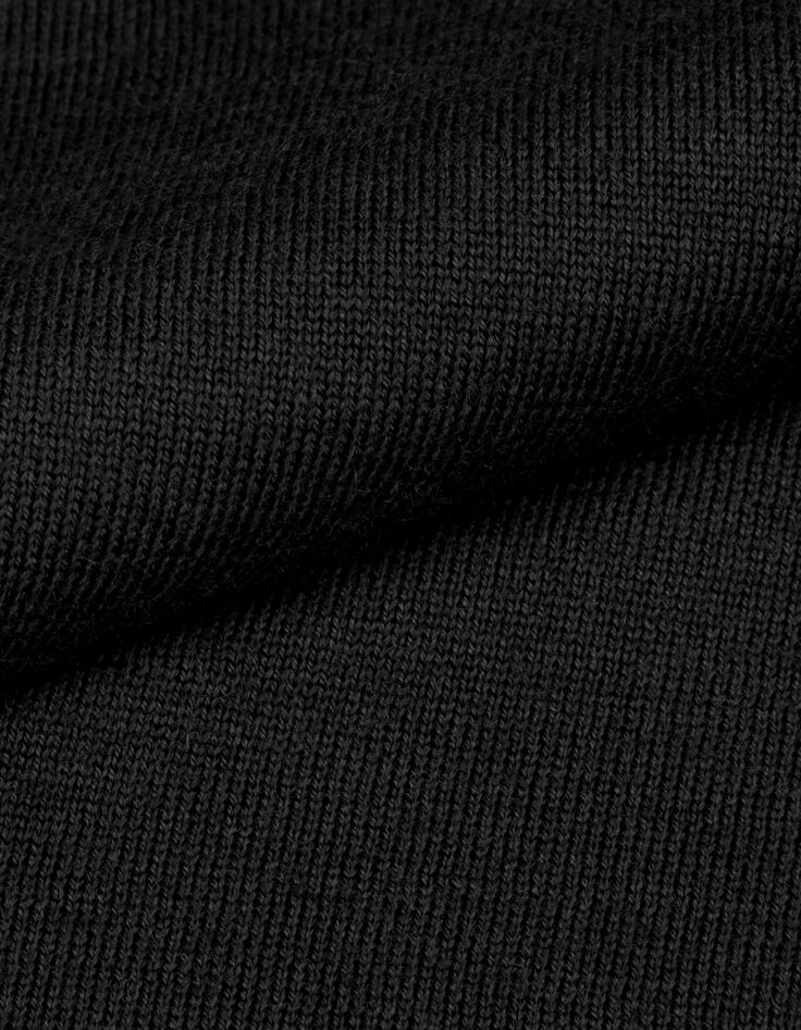 Pull noir col rond tricot 100% laine Homme-7