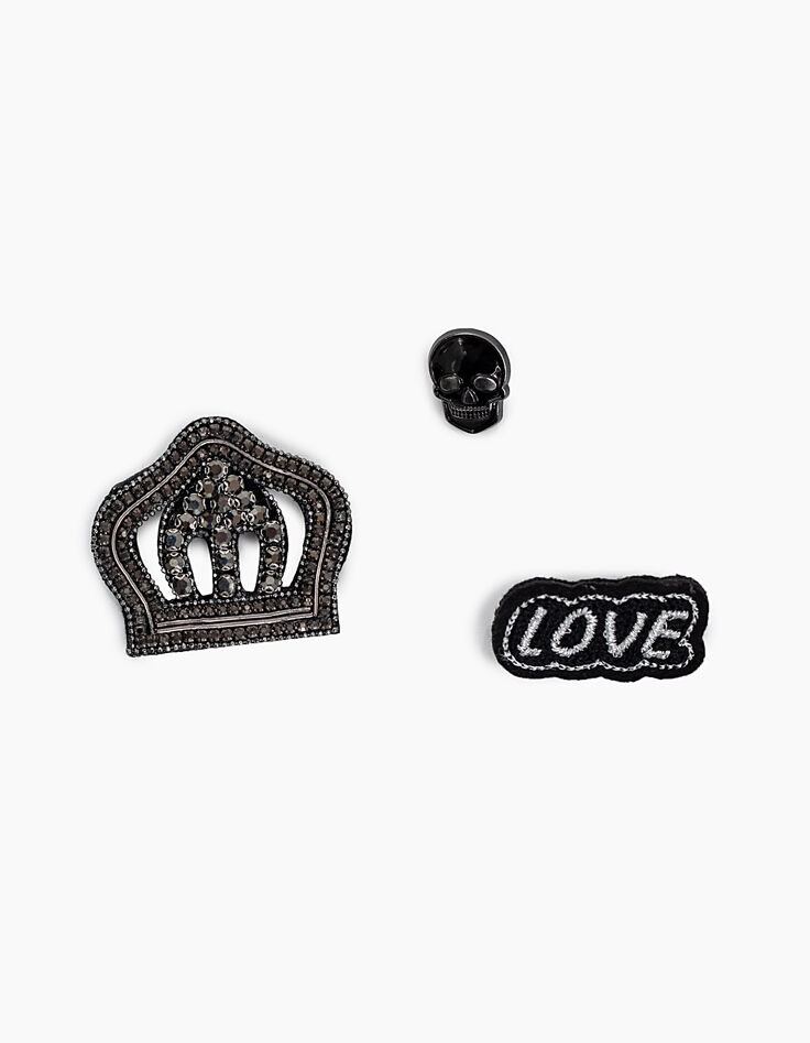 Coffret 3 pins bijoux Couronne Love et Vanité femme-1