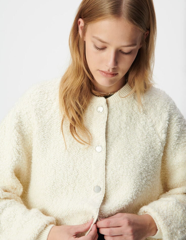 Wit vest bouclétricot Dames-6 Wit vest bouclétricot Dames-6