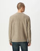 Pull beige tricot détail fantaisie Homme-3