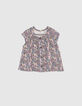Blouse parme Ecovero® à imprimé végétal bébé fille-1