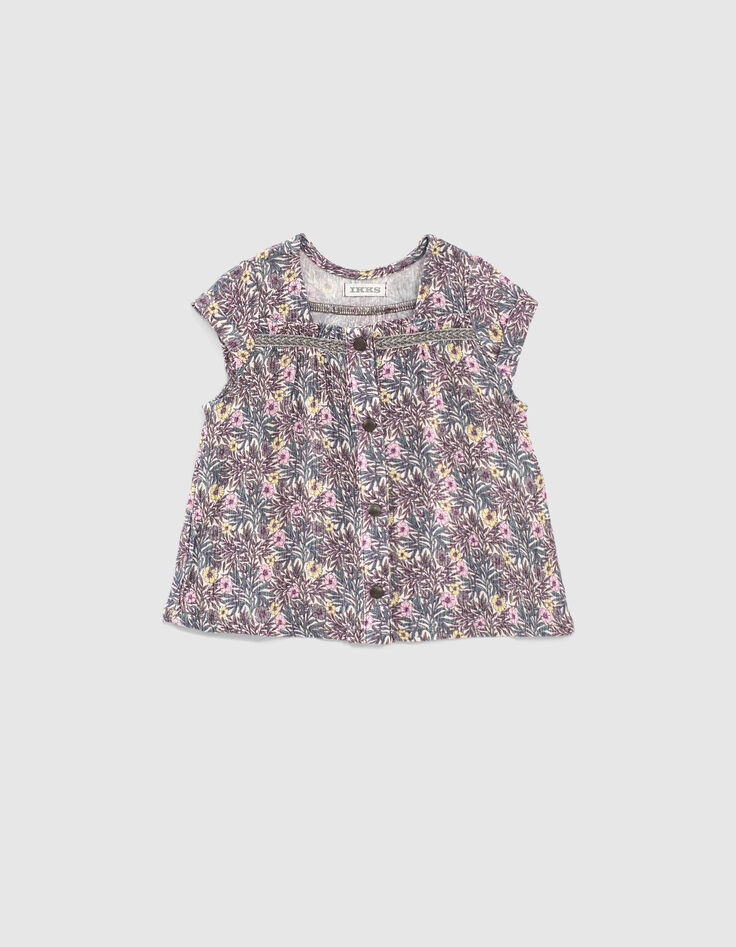 Blouse parme Ecovero® à imprimé végétal bébé fille-1