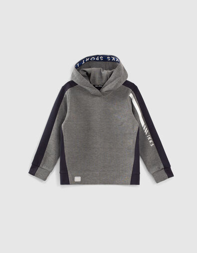 Boys’ medium grey sport hoodie with black back - IKKS