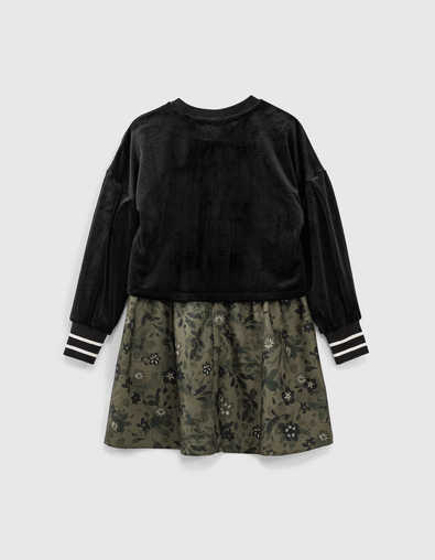 2-in-1 M&auml;dchenkleid mit Camouflageblumenprint und Sweatshirt - IKKS