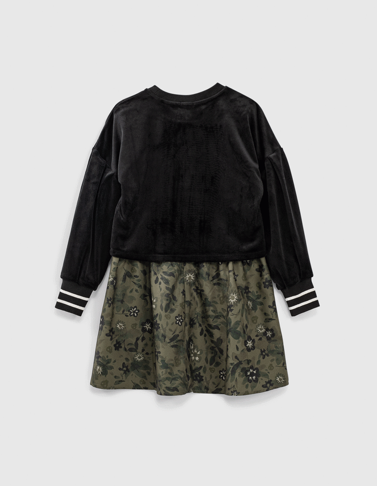 2-in-1 M&auml;dchenkleid mit Camouflageblumenprint und Sweatshirt-1