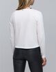 Camiseta de mujer con cuello de cadena en blanco roto-5