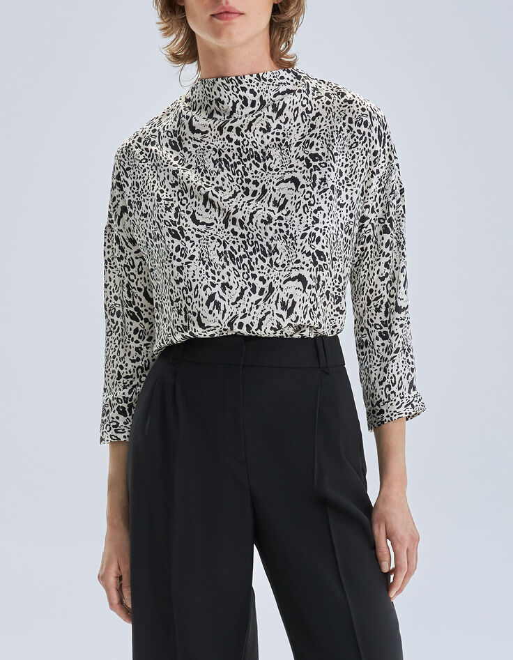 Blouse blanc cassé imprimé animalier Femme-2