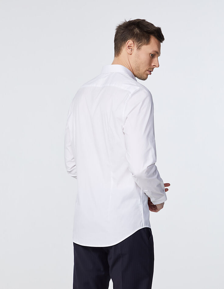 Camisa SLIM blanca con ribete marino Hombre-3